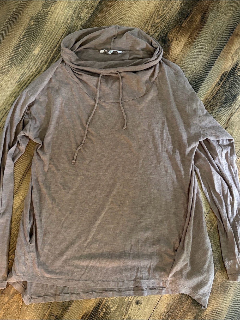 Women's Long Sleeve Cowl Neck Tee - Dusty Taupe